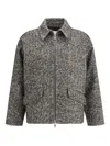 True Royal Alina Herringbone Zip-front Jacket In Gray