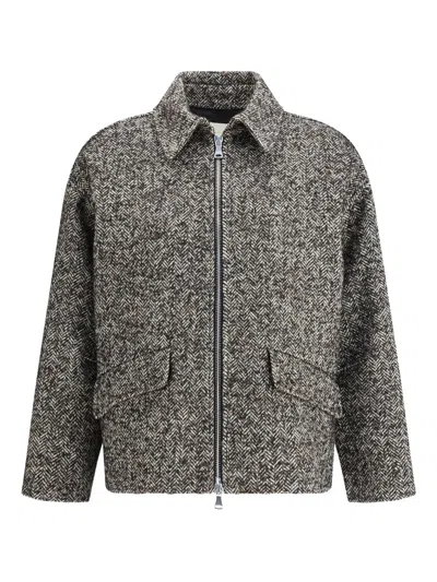 TRUE ROYAL ALINA HERRINGBONE ZIP-FRONT JACKET