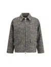 True Royal Alina Herringbone Zip-front Jacket In Gray