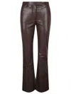 True Royal Faux Leather Flared Trousers In Brown