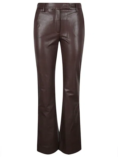 TRUE ROYAL BROWN LEATHER FLARED TROUSERS