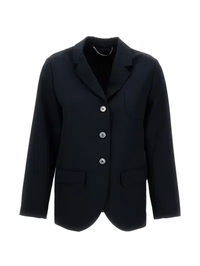 True Royal Button Notched Jacket In Blue