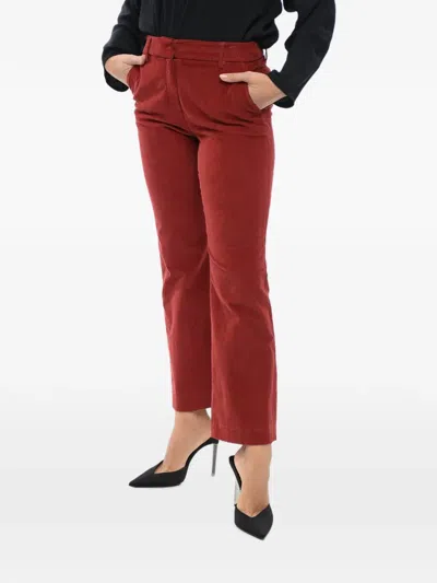 True Royal Corduroy Flared Trousers In Red