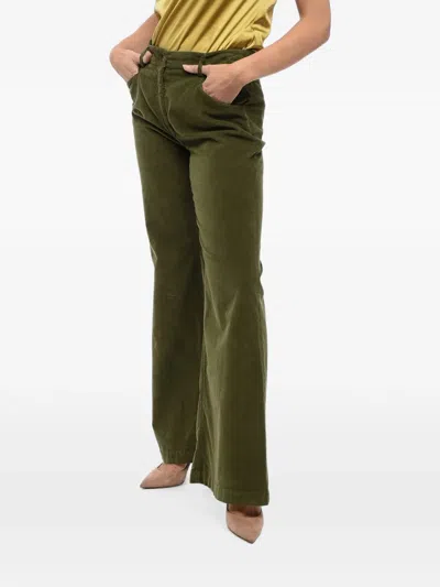 True Royal Corduroy Flared Trousers In Green