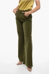 True Royal Corduroy Low-waist Pants With Flared Fit