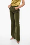 True Royal Corduroy Low-waist Pants With Flared Fit In Green