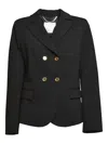 True Royal Double-breasted Pocket Blazer In Black