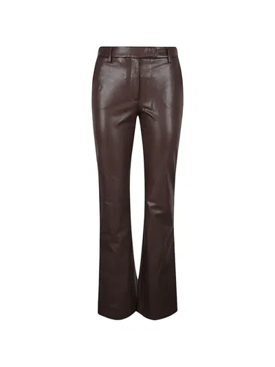 True Royal Brown Leather Flared Trousers