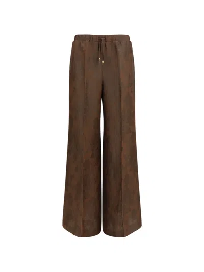 True Royal Floral Trousers In Brown