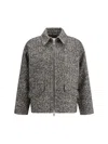 True Royal Alina Herringbone Zip-front Jacket In Brown