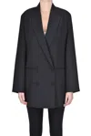 True Royal Oversized Wool-blend Blazer In Black