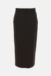 True Royal Zip-up Pencil Midi Skirt In Brown