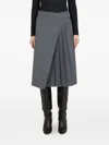 True Royal Pleated Wrap Skirt In Gray