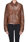 True Royal Reptile Print Effect Eco-leather Jacket In Brown