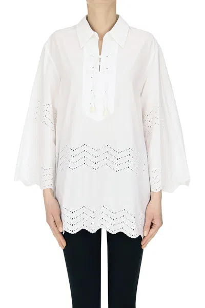 True Royal Sangallo Lace Insert Blouse In White