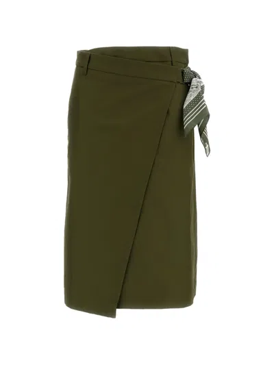 True Royal Scarf-tie Wrap Skirt In Green