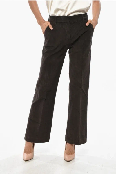 True Royal Solid Color Velvet Sandy Pants In Brown