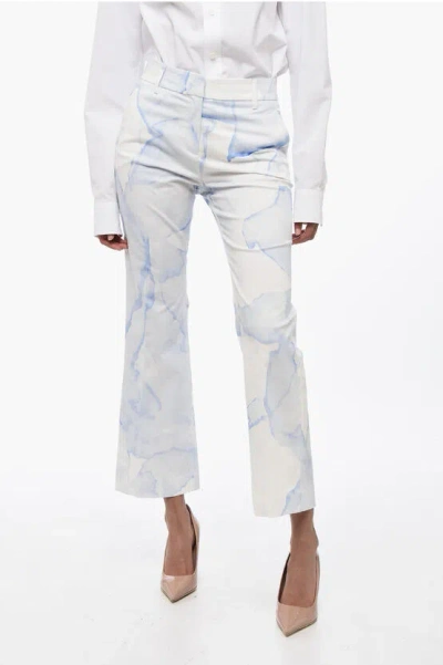 True Royal Stretch Cotton Chinos Pants With Murble Motif In Blue