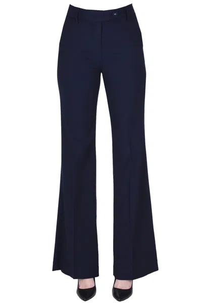 True Royal Viscose Piquet Trousers In Navy Blue