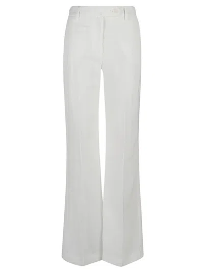 TRUE ROYAL WHITE LINEN FLARED TROUSERS