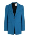 True Royal Woman Blazer Azure Size 6 Virgin Wool, Elastane In Blue