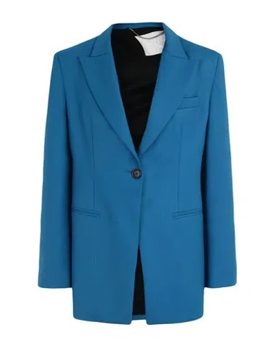 True Royal Woman Blazer Azure Size 6 Virgin Wool, Elastane In Blue