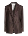 True Royal Woman Blazer Chocolate Brown Size 10 Viscose, Linen, Cotton, Polyester