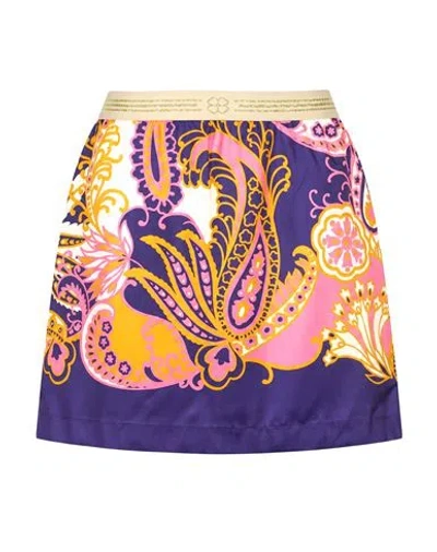 True Royal Woman Mini Skirt Blue Size 2 Silk