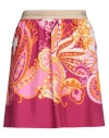 True Royal Woman Mini Skirt Fuchsia Size 6 Silk In Pink