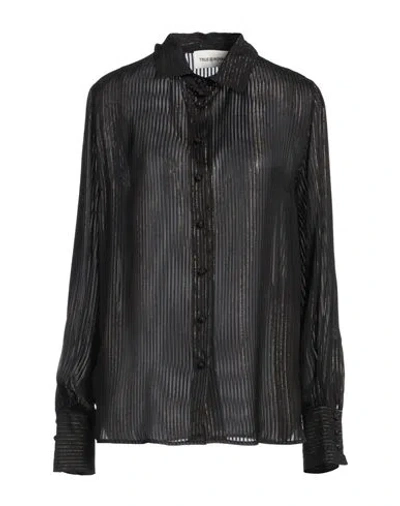 True Royal Woman Shirt Black Size 8 Viscose, Metallic Fiber