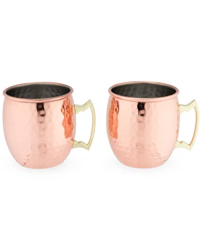True Set Of 2 Hammered Moscow Mule Copper Mugs In Gold