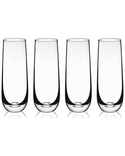 True Set Of 4 Stemless Champagne Flutes In Transparent
