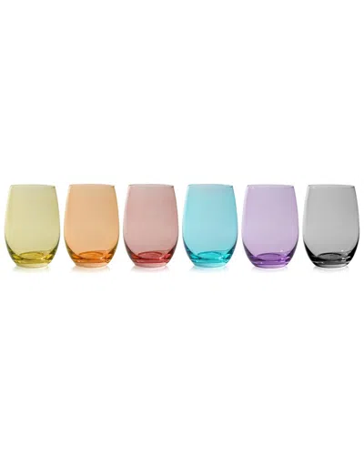 True Set Of 6 Color Stemless Wine Glasses In Multi