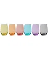 True Set Of 6 Color Stemless Wine Glasses