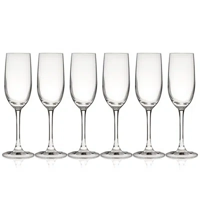 True Stemmed Champagne Flutes, Set Of 6 In Clear
