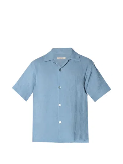 True Tribe Button-up Polo Shirt In Blue