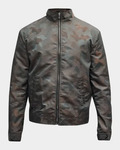 True Tribe Men's Camo Mock-neck Track Jacket In Camo Grigio