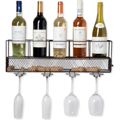 True Wall Mounted Wire Wine Shelf And Cork Cage In Brown