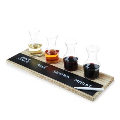 True Wine Flight Serving Board And Carafe Set In Brown