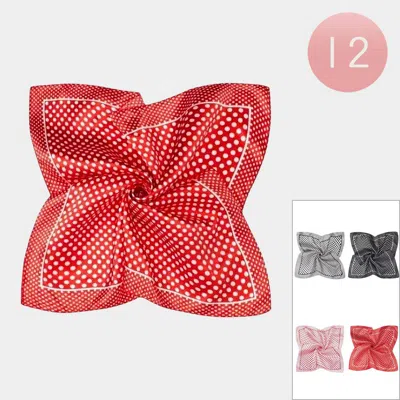 Truedames 12pcs - Silky Feel Polka Dot Pattern Print Square Scarves In Multi