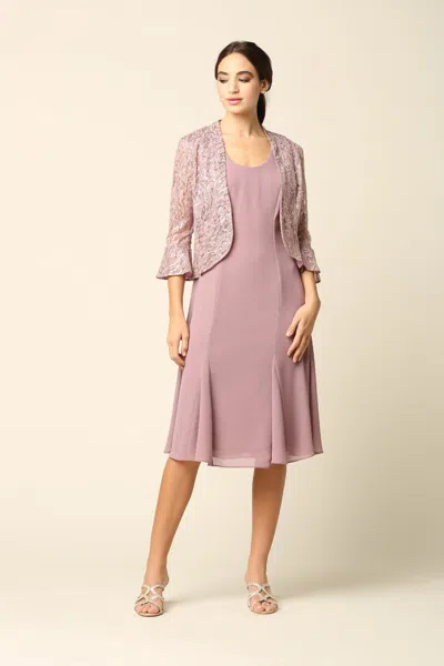Truedames 2 Piece Sequin Short Mob Jacket Dress In Pink