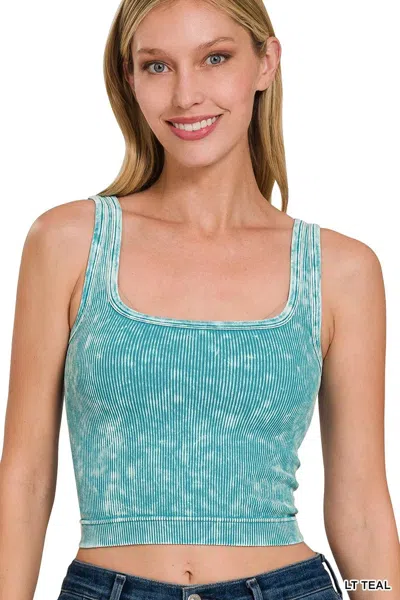 Truedames 2 Way Neckline Washed Ribbed Seamless Tank Top In Multi