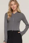 Truedames 2-way Zip Closure Sweater Hoodie Cardigan In Gray