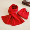 Truedames 2pcs - Cable Knit Winter Scarf Beanie Hat Set In Red