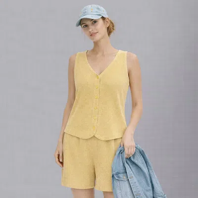 Truedames 2pcs - Button Front Vest Shorts Set In Animal Print