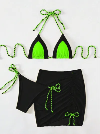 Truedames 3 Piece Bikini Swimsuit Women's Split Swimsuit Bikini In Black