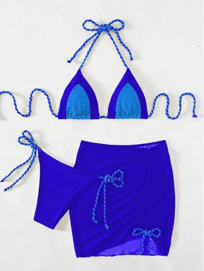 Truedames 3 Piece Bikini Swimsuit Women's Split Swimsuit Bikini In Blue