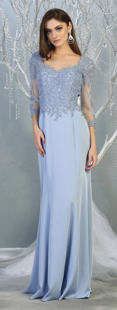 Truedames 3/4 Long Sleeve Mother Of The Bride Formal Dress In Blue