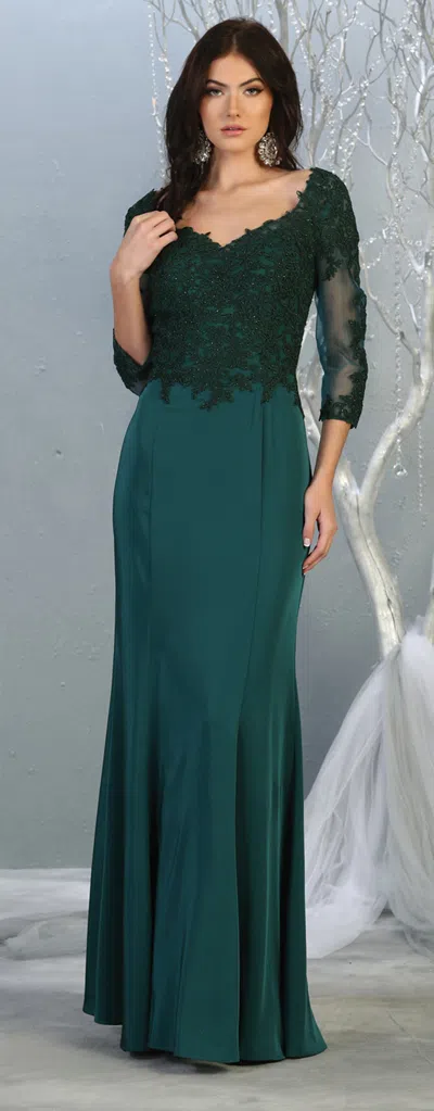 Truedames 3/4 Long Sleeve Mother Of The Bride Formal Dress In Green