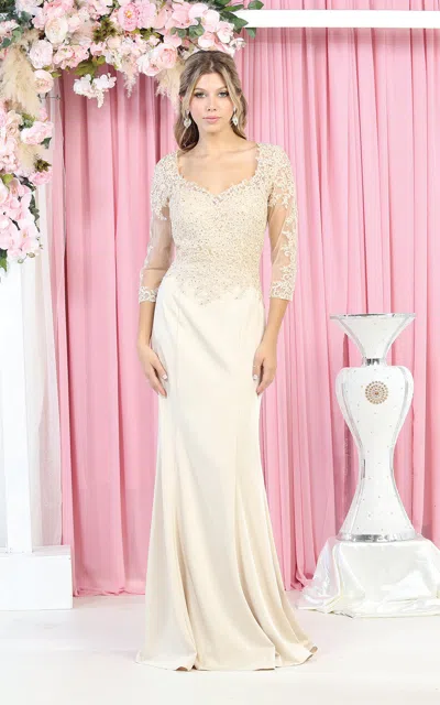 Truedames 3/4 Long Sleeve Mother Of The Bride Formal Dress In White